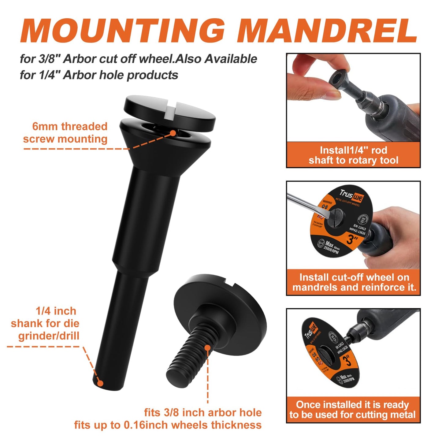 Cut Off Wheels 3 Inch 25 PCS with Mounting Mandrel Kit